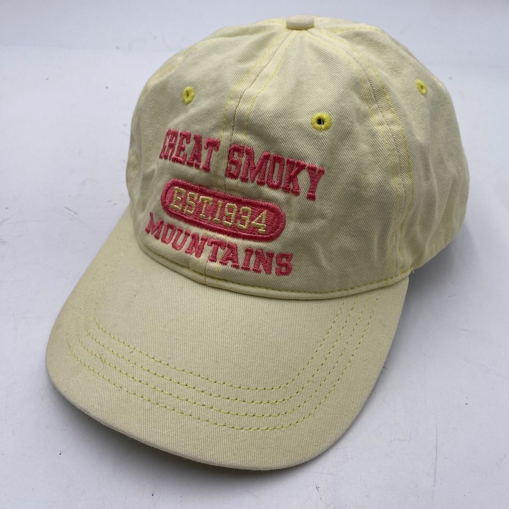 Great Smoky Mountains Luxe Apparel Est 1934 Hat Unisex Yellow Cotton Souvenir